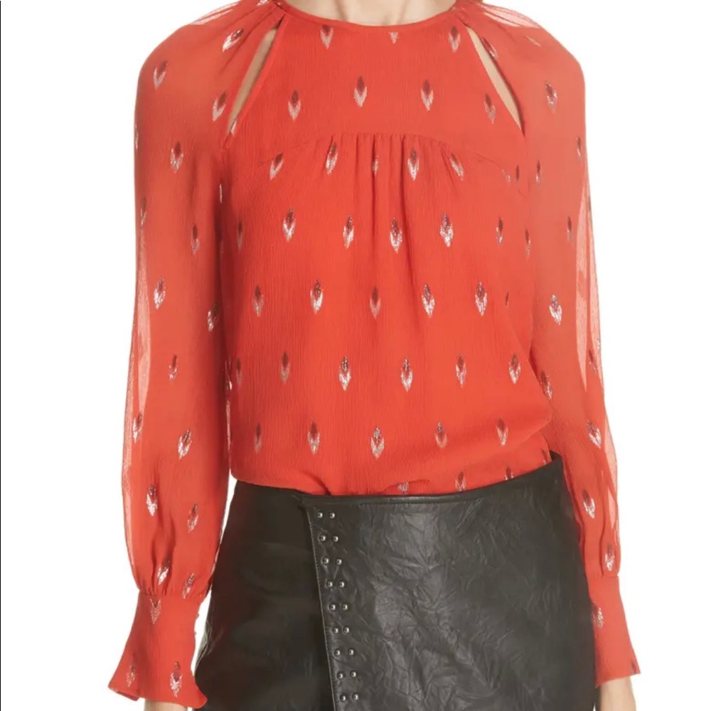 Joie Mosi Metallic Silk Blouse